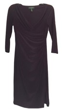 Ralph Lauren Size 2 Purple 3/4 Sleeve V-Neck Pleated Women’s Faux Wrap Dress