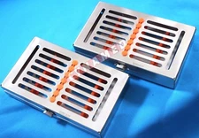 2 HEAVY DUTY DENTAL AUTOCLAVE STERILIZATION CASSETTE  BOX TRAY FOR 7 INSTRUMENT