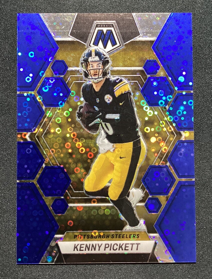 2023 Panini Mosaic Kenny Pickett #201 Blue No Huddle Prizm 08/75 Jersey Number