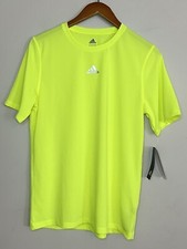 Adidas NEW Boys Youth Neon Yellow Tee Shirt - Logo - Casual Gym Sports - XL 18