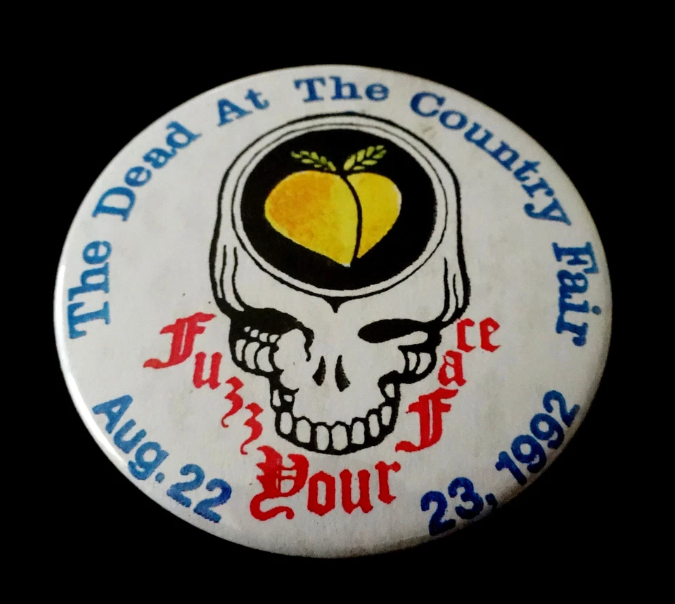 Grateful Dead Pin Veneta Oregon Country Fair 1992 Peach 8/22/92 8/23/92 Pinback - Image 3 of 4