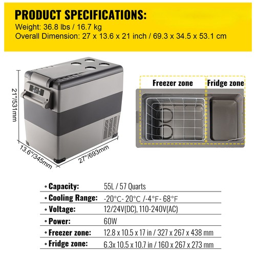 Refrigerador Coche 55L Compresor Portátil Pequeño Congelador Mini Refrigerador Eléctrico para - Imagen 18 de 18