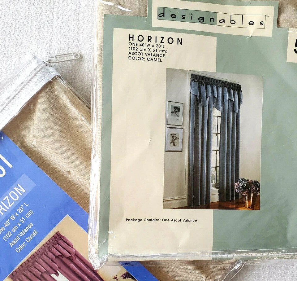 Set of 2 Ascot Valance V-shaped Curtain Designables 40Wx20L Chevron Accents New  - Image 3 of 4