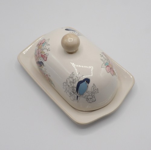 SHABBY CHIC LIDDED BUTTER DISH FLOWERS & BIRDS FARMHOUSE BRAND NEW - Picture 14 of 22