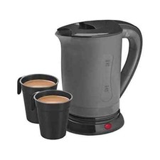 Black Travel Kettle 600 Watt 0.5 Litre + 2 Cups Dual Voltage 110V / 240V