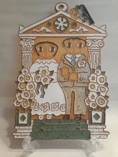 Vintage St Andrew's Abby Glazed Tile Wedding Wall Plaque, Bride & Groom 9.5"x7"