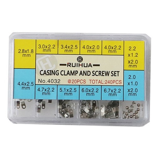 240Pcs 10 Size Watch Movement Casing Clamp Fixing Adapter Securing Screw - Picture 2 of 5