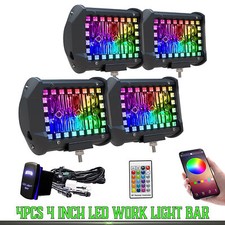 4pcs 18w Led Pods Multi-color Chasing Halo Led Work Light Bar For Off-road Truck
