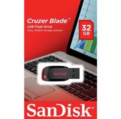 SanDisk Cruzer Blade USB 32GB 2.0 Flash Drive Speicherstick BRANDNEU