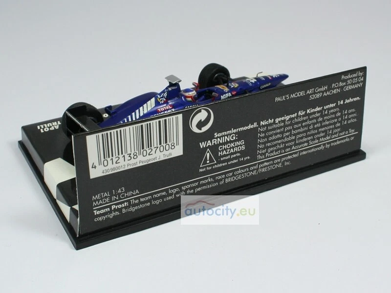 MINICHAMPS PROST AP01 PEUGEOT JARNO TRULLI 430980012 - Immagine 3 di 4