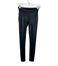 SPANX Black Faux Leather Pull On Leggings Pants Women's Sz M