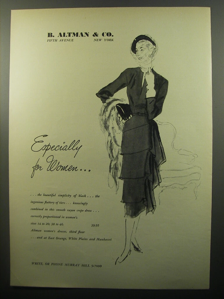 1950 B. Altman Co. Dress Ad Especially for Women eBay