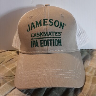 JAMESON WHISKEY CASKMATES IPA EDITION CAP HAT ADJUSTABLE MESH KHAKI & WHITE