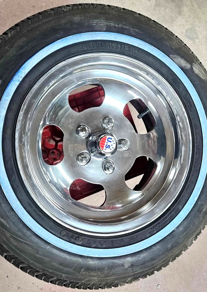 Ruedas Mag Ranura De Colección Neumáticos Nuevos UniLug 14 x 7 (Juego de 4) Solo Recogida Local Foto 2 de 4