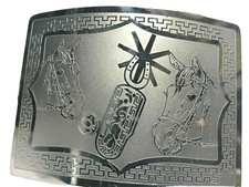 MEXICAN CHARRO WESTERN HORSE BELT BUCKLE. HEBILLA CHARRA. HEBILLA VAQUERA RODEO