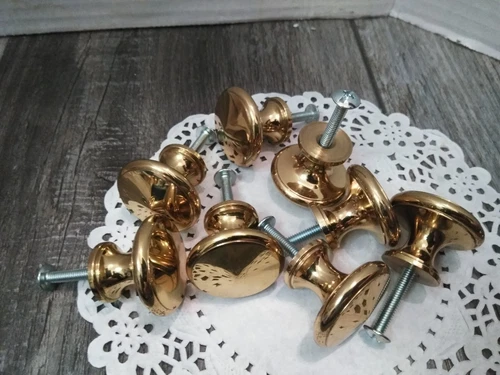 Polished Heavy Brass 1-1/4" Cabinet Knob - Round Solid Brass Knob (8pk) new