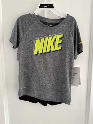 NIKE AIR TODDLER Gray T SHIRT AND Black SHORTS 2 PIECE SET SIZE 4T NWT $40
