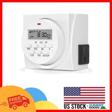 7-Day Programmable Timer with Dual Outlets - Energy Saver for Home Security