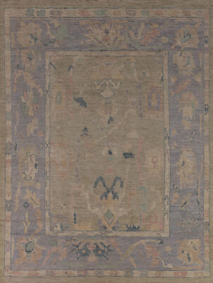 Vegetable Dye 8x10 Oushak Turkish Rug Handmade Wool for Living Room Bedroom