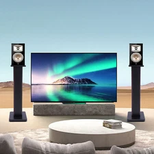 28" 1Pair Bookshelf Speaker Stands Surround Sound Home Theater Black Walnut NEW