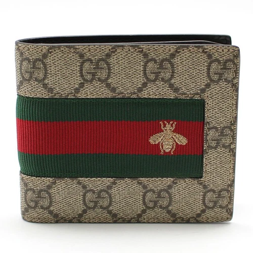 Portefeuille compact Gucci GG Supreme toile toile brodée abeille 408827 119862929