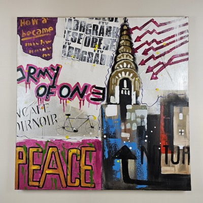 #ad #ad ART Large New York Street Art Graffiti Modern Art Painting 39.25x39.25 Canvas $255.00