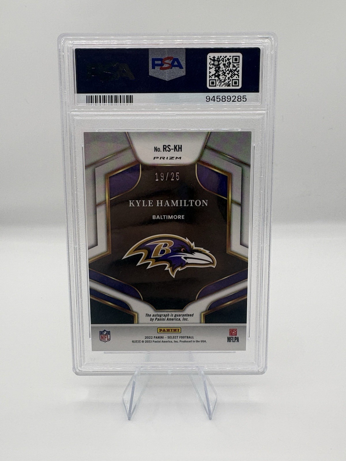 2022 Panini Select Kyle Hamilton Rookie Signature Tie-Dye Prizm Auto /25 PSA 10 view 2