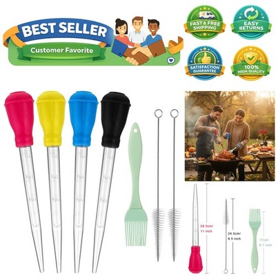 7-Piece Heat-Resistant Turkey Baster Set: Colorful Kitchen Essentials for Chefs