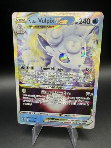 Alolan Vulpix VSTAR 034/195 Swsh12: Sword & Shield - Silver Tempest Holo - NM