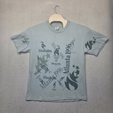 Vintage 1996 Atlanta Olympics T-Shirt Mens L Hanes USA Made All Over Print 90s