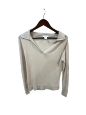 H by Halston Women’s Linen Blend V-Neck Sweater | Cream | M