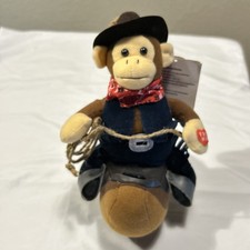 Vintage Aurora World Plush Wrangler Monkey Cowboy Sings Lights Up Tested W/tags