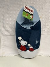 Peanuts Slippers, Winter Snoopy And Woodstock, Blue, New 