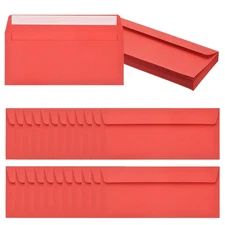 24 Pack Red #10 Business Envelopes, Letter Size Envelopes