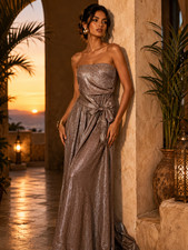 Gucci Metallic Gray Side Draped Gown