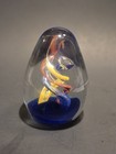 Blue Orange And Yellow Twisted Pattern Egg Shaped Art Glass Paperweight — photo 5