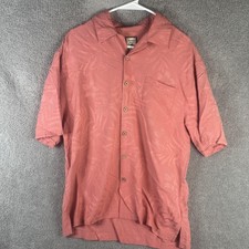 Jamaica Jaxx Shirt Mens Large Pink Silk Jacquard Hawaiian Button Front
