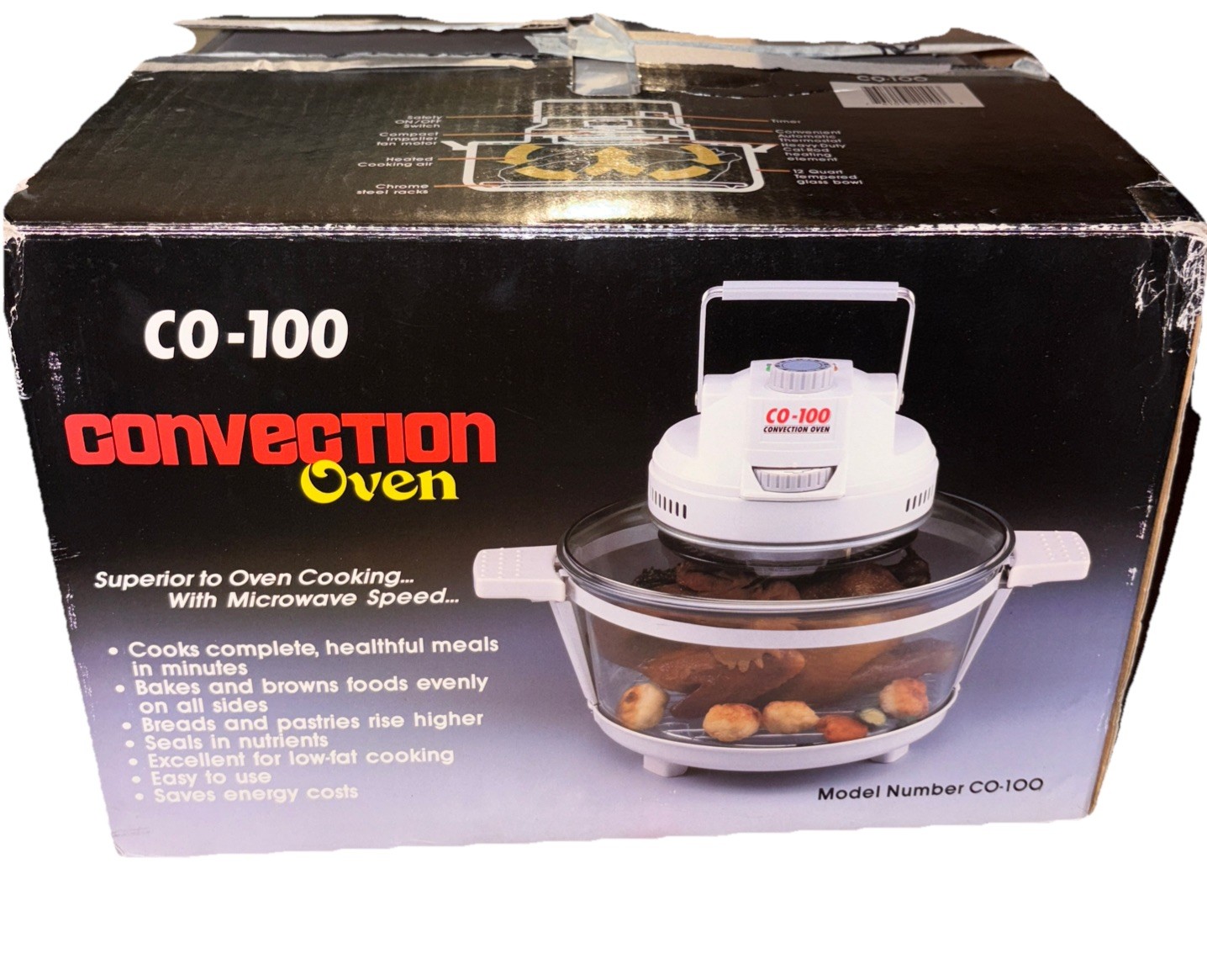 New Convection Oven C0-100 w/ Glass Bowl & Accessories Open Box! Vintage!