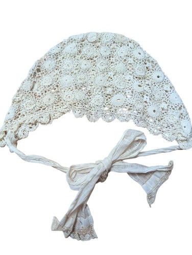  Vintage Ivory Crochet Baby Bonnet 