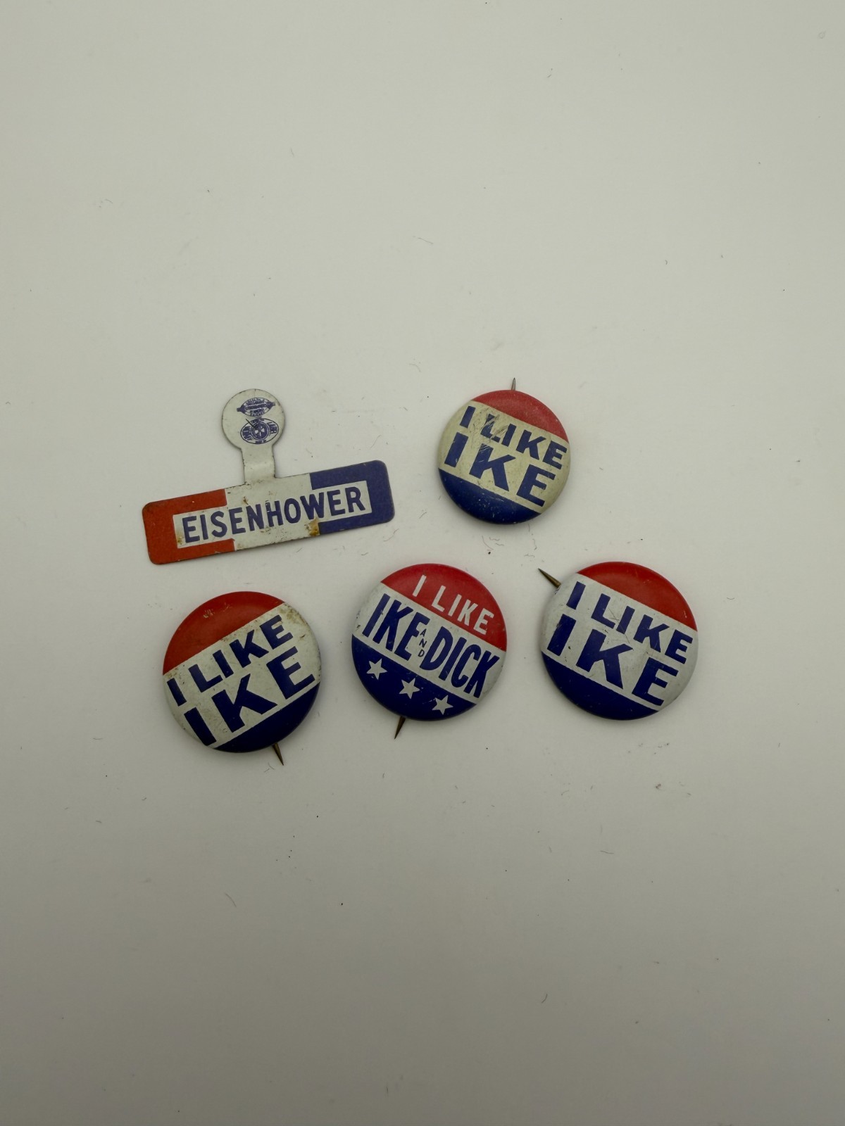Vintage Eisenhower Campaign Button & Clip Lot – “I Like Ike & Dick ...