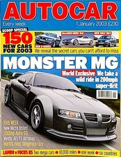 AUTOCAR MAGAZINE 01-JAN-03 - MG Xpower SV, Ford Focus RS, Astra GSi, Murcielago