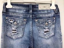 Miss Me Distressed And Embellished Boot Cut Blue Jeans E3503BS Size 28.