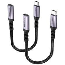 Short USB Extension Cable 6 inch 2-Pack, USB 3.2 Gen 2 Extender Full-Function...