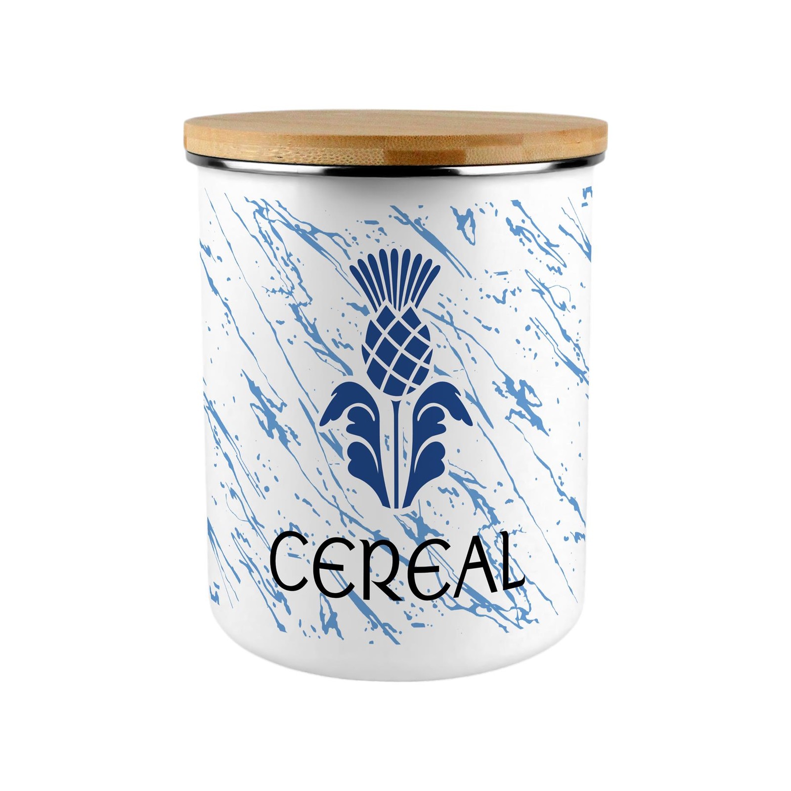 Scottish Thistle Cereal Canister - Extra-Large Enamel Kitchen Storage Tin