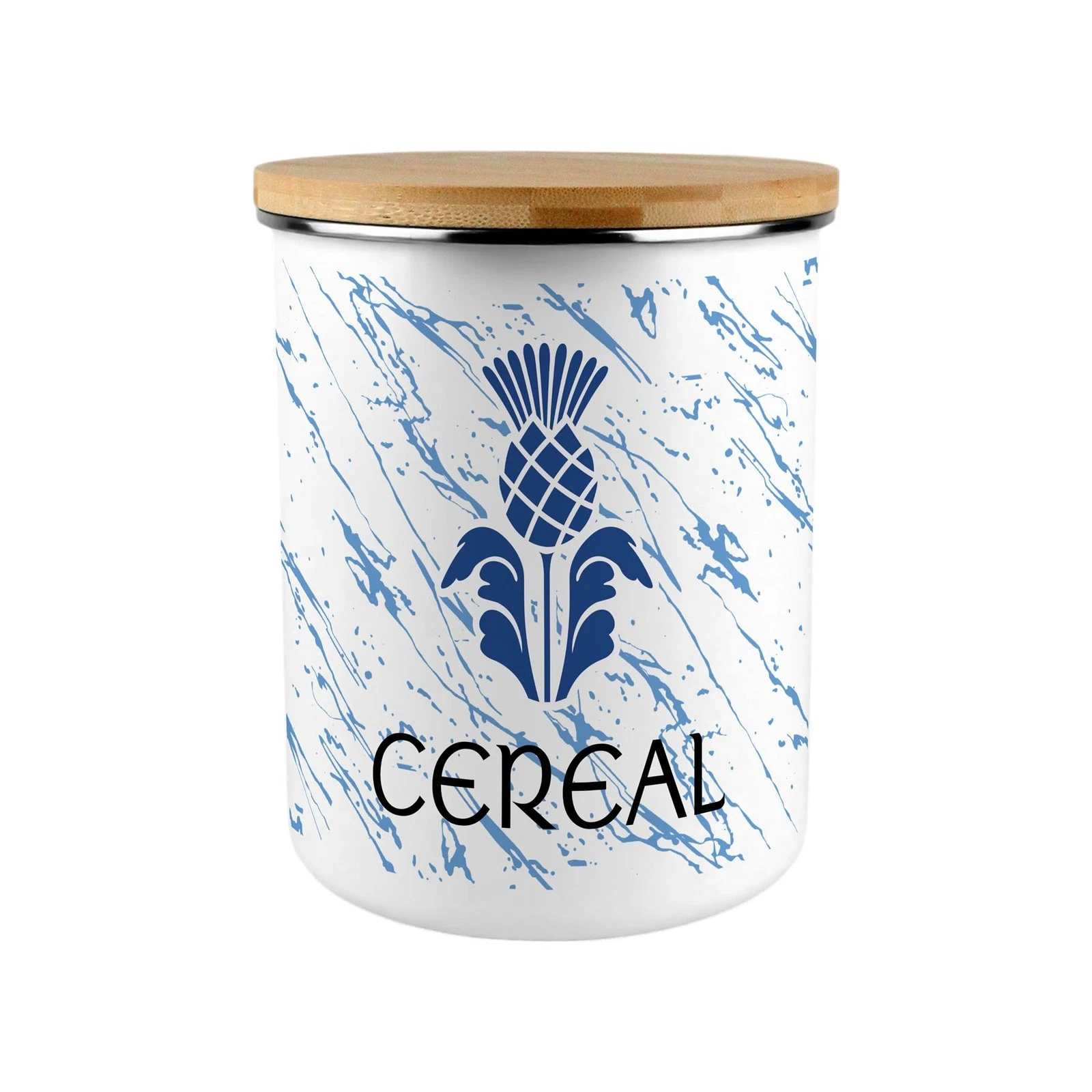 Scottish Thistle Cereal Canister - Extra-Large Enamel Kitchen Storage Tin