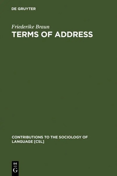 Friederike Braun | Terms Of Address | Buch | Englisch (1988) | Xiii-image