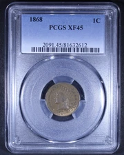 1868 Indian Head Cent - 1c PCGS XF45 - Tough Coin!