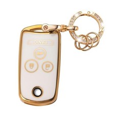 for Acura Key Fob Cover with Keychain, Key Shell Cover Holder White