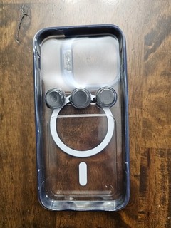 iPhone 14 Pro Case Navy Blue and Clear with Camera Protectors and Stand New