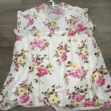 NY Collection White Floral Sheer Shirt Sleeve Top| Plus Size 2X